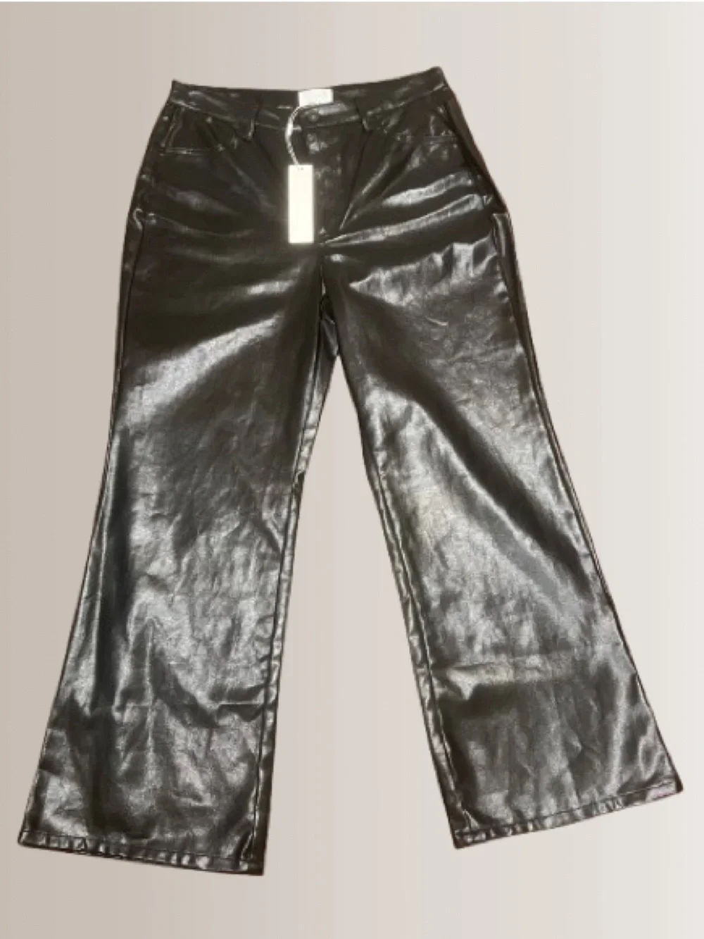 🖤 NWT Everly Faux Leather Wide Leg Pants Size 12 | Glossy Black